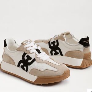 Sam Edelman White Tan and Black Langley Runner Sneakers